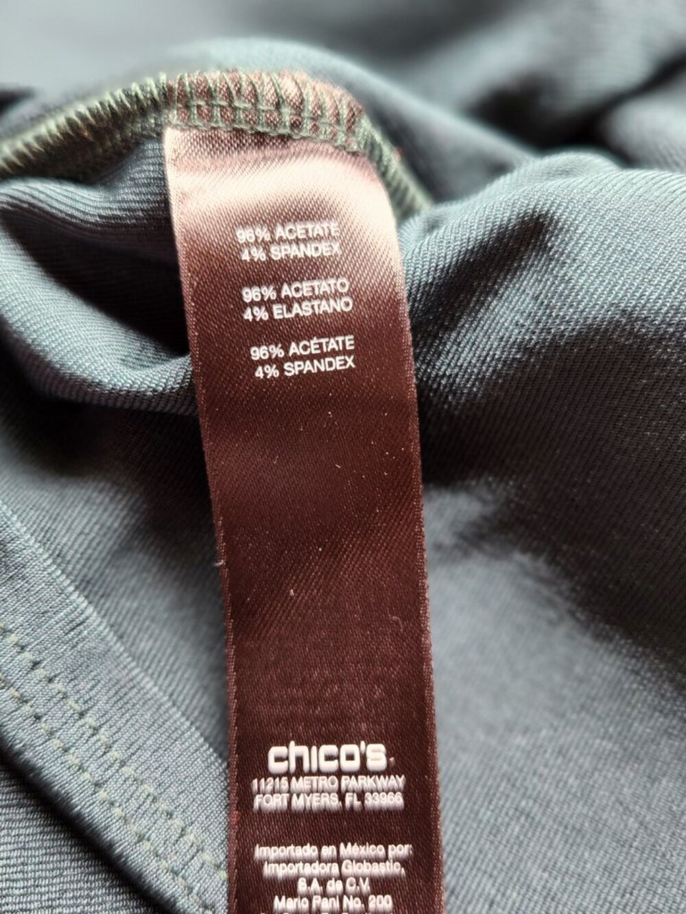 Chico's Travelers Size 4/XXL Green Water Fall Open Front Chain Accent Cardigan - Picture 15 of 15